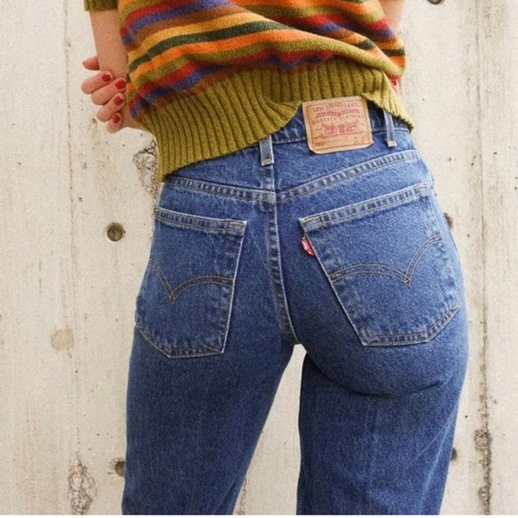 Vintage Levi’s 550 high waist “mom jeans” - dark wash, red tab 80s vintage ❤️💙 - Picture 3 of 14
